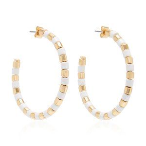 Roxanne Assoulin Full Moon Gold-Tone and Enamel Hoop Earrings NWOT